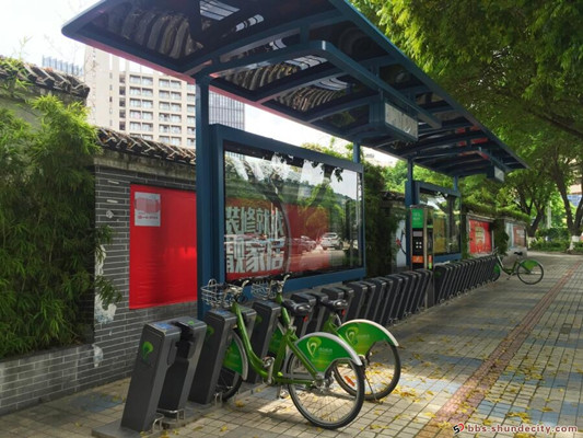大良公共自行车有遮雨棚啦！