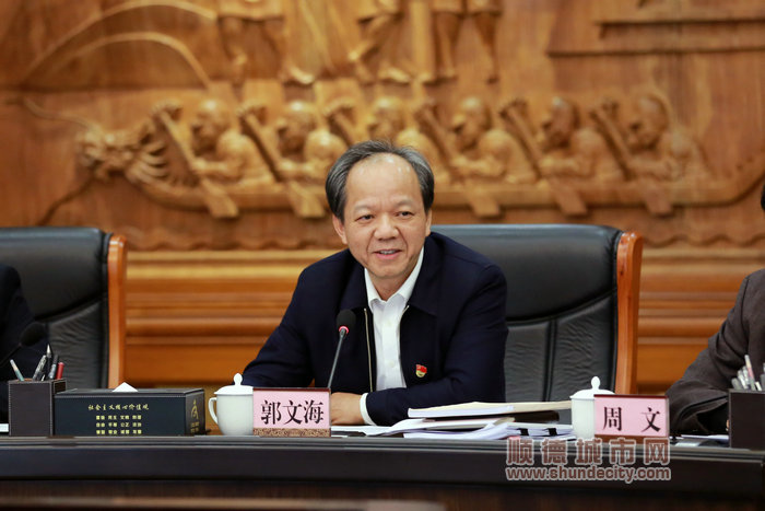 佛山市委副书记、顺德区委书记郭文海在区委常委会上讲话。（顺德档案馆）.JPG