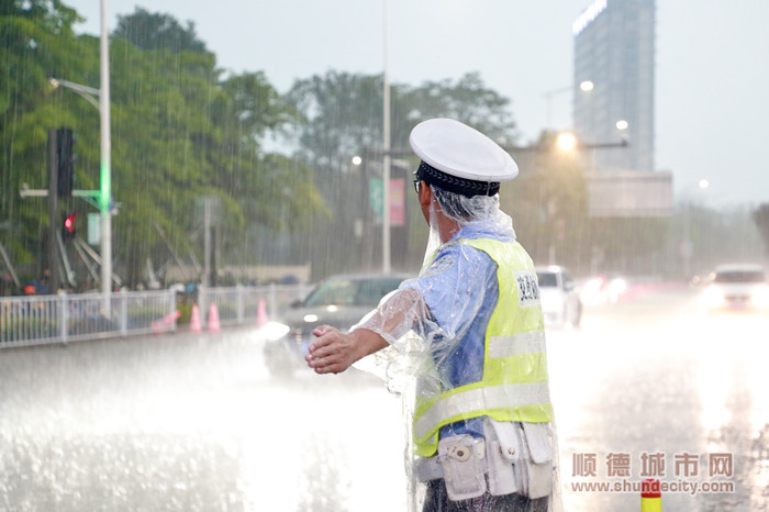 交警雨中指挥交通图片图片