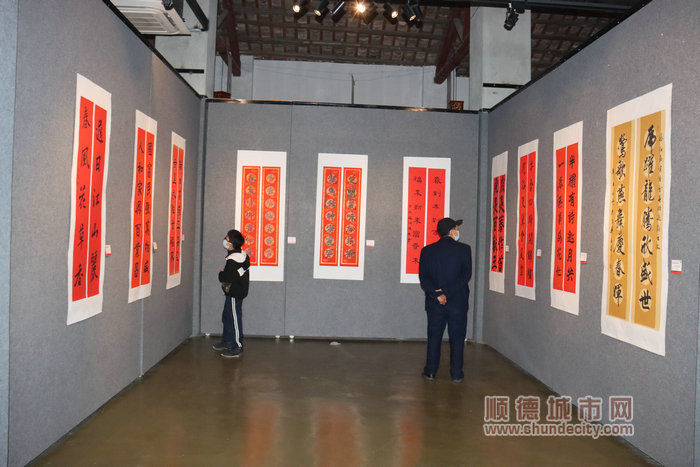 书法爱好者走进展厅.JPG