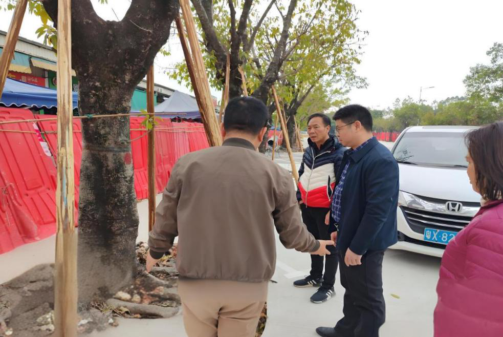 大良街道纪工委工作人员查看工程现场.png